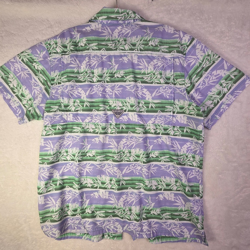 Columbia PFG Mens XL Purple Green‎ Tropical Fish Bamboo Fishing Shirt FM1039 - Picture 10 of 12